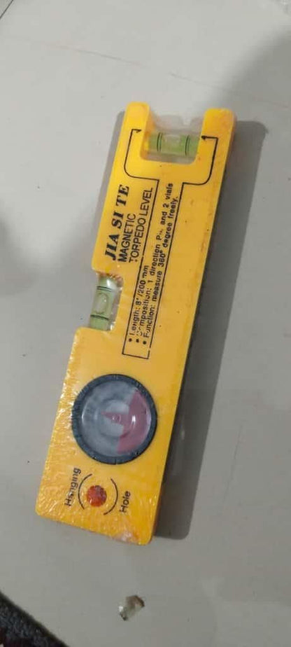 8-inch Magnetic Torpedo Level Tool With 1 Direction Pin, 2 Vials And 360 Degree View (Multicolor)