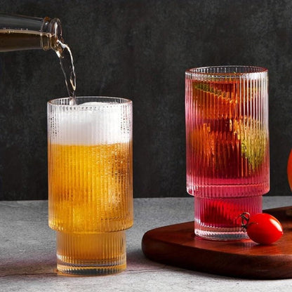 Ribbed Shape Glass with Wood Cap