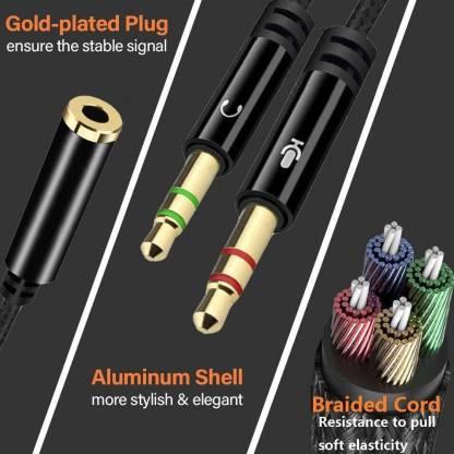 �3.5mm Headphone Splitter, Gold Plated Headset 3.5mm Female to 2 Dual Male Microphone Audio Stereo Jack for PC, Laptop 0.2 m Stereo Audio Cable��(Compatible with PC, Laptop, Black)