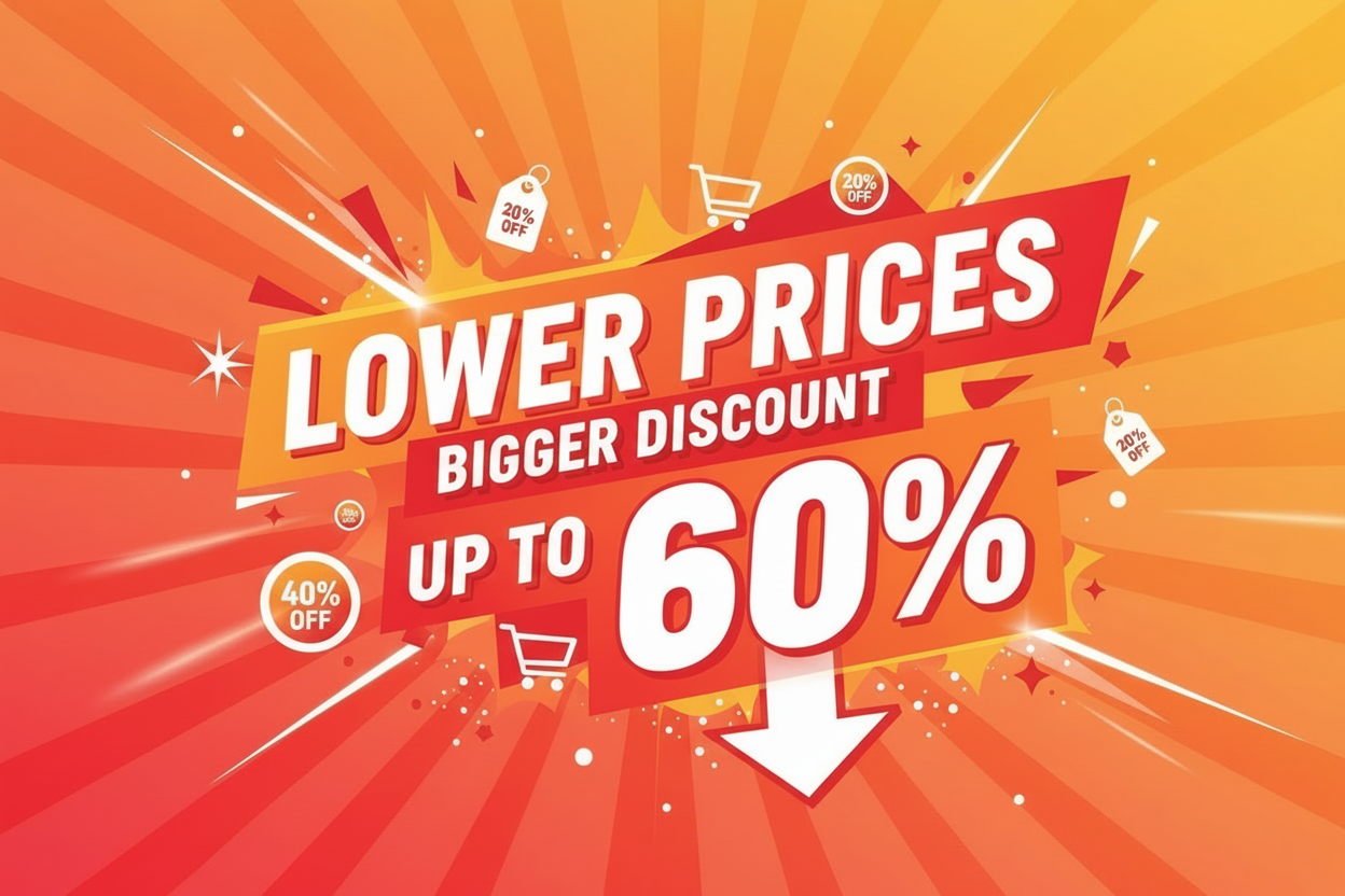 lower prices bigger dicount upto 60%